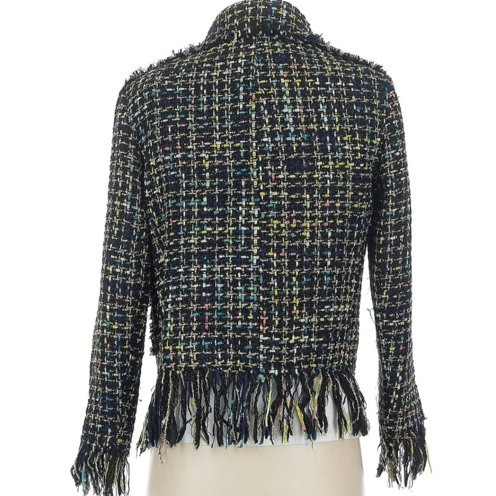 Zara Women Rainbow Tweed w Fringe Jacket Small - Picture 2 of 4